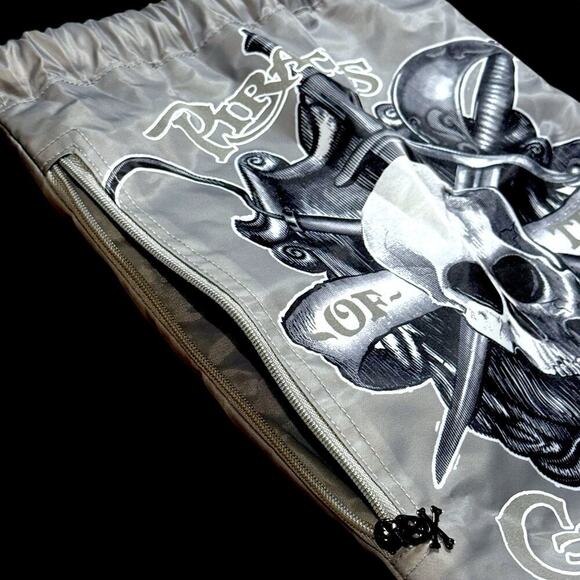 Disney Parks Theme Merchandise Pirates of the Caribbean Drawstring Backpack Bag - Picture 9 of 13